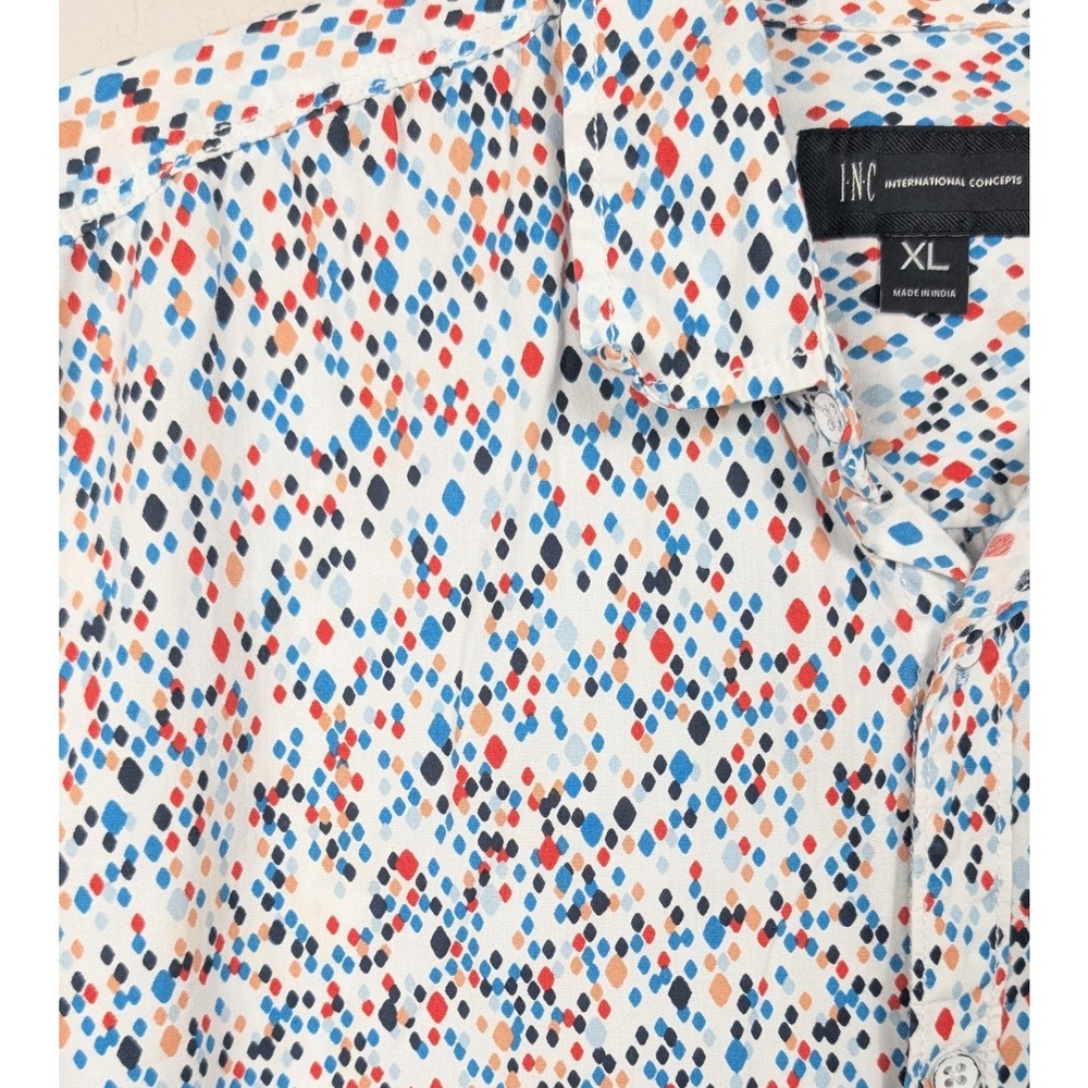 INC International Concepts Mens‎ XL Short Sleeve Button Up Shirt Multi Color